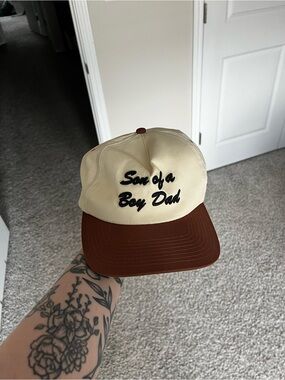 Barstool "Son of a Boy Dad" Cream and Brown Snapback Hat